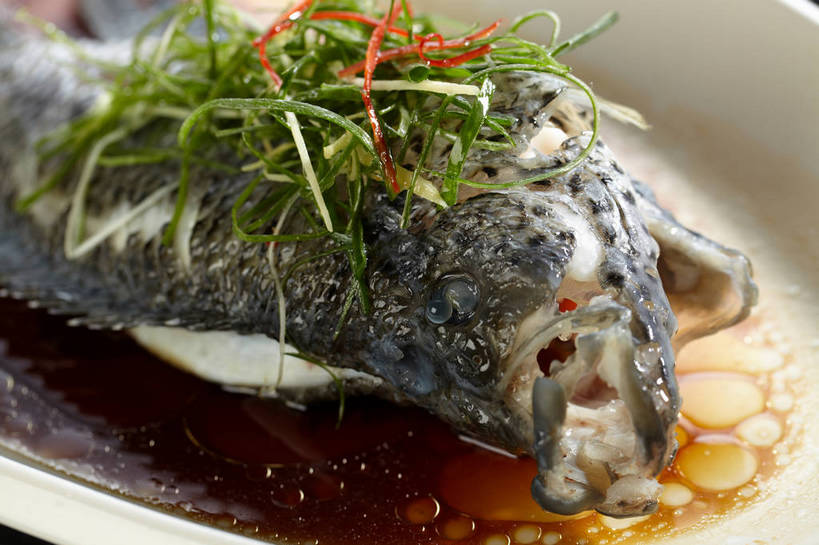 无人,横图,俯视,室内,特写,白天,烹饪,中餐,餐桌,桌子,姜,一条,陶瓷,葱,青葱,调料,肉,香料,鱼肉,料理,食品,陶瓷制品,调味品,调味料,酱油,菜肴,美食,肉类,食物,一个,白色,容器,碗,中式,佳肴,单个,餐台,中华料理,储藏,储存,止咳,肉食,蒸菜,止痛,解毒,发汗,温肺,温胃,行气,止呕,百辣云,豉油,生姜,老姜,彩图,高角度拍摄,清蒸鱼,贮存,散寒,shjb1