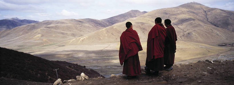 三个人,横图,中国,亚洲,西藏,宗教,东亚,喇嘛,中华人民共和国,bj174