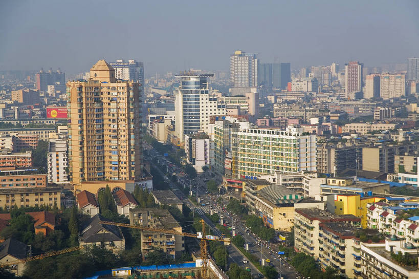 横图,俯视,彩色,室外,白天,城市风光,重庆,中国,亚洲,景观,建筑群,现代建筑,摄影,四川省,东亚,中华人民共和国,bj174