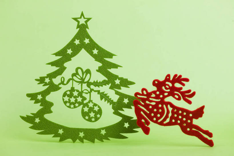 无人,横图,彩色,室内,鹿,静物,中国,装饰,图片,圣诞树,艺术品,装饰品,两个,摄影,礼品,东亚,影棚拍摄,bj174