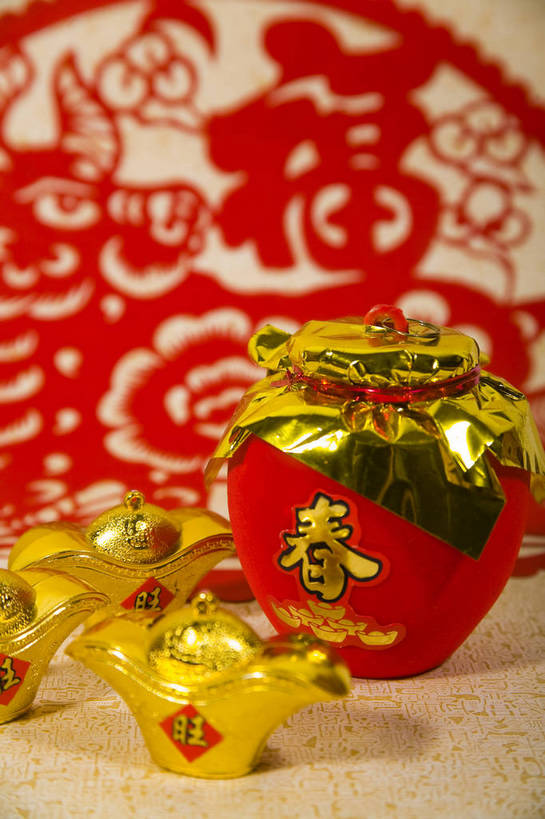 无人,竖图,彩色,室内,静物,中国,许多,节日,艺术,罐,图片,艺术品,很多,文化,物品,装饰品,饰品,工艺品,剪纸,多个,竖,财富,摄影,东亚,影棚拍摄,元宝,bj174