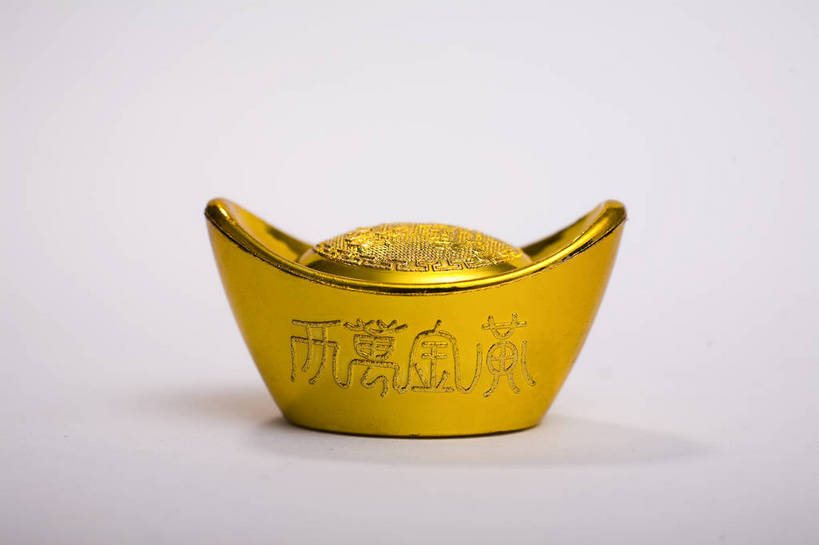 无人,横图,彩色,室内,特写,静物,中国,图片,装饰品,一个,饰品,财富,摄影,金元宝,单个,中国文化,东亚,影棚拍摄,元宝,传统文化,bj174