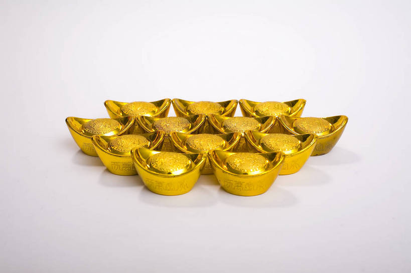 无人,横图,彩色,室内,特写,静物,中国,许多,图片,很多,装饰品,饰品,多个,财富,摄影,金元宝,中国文化,东亚,影棚拍摄,元宝,传统文化,bj174