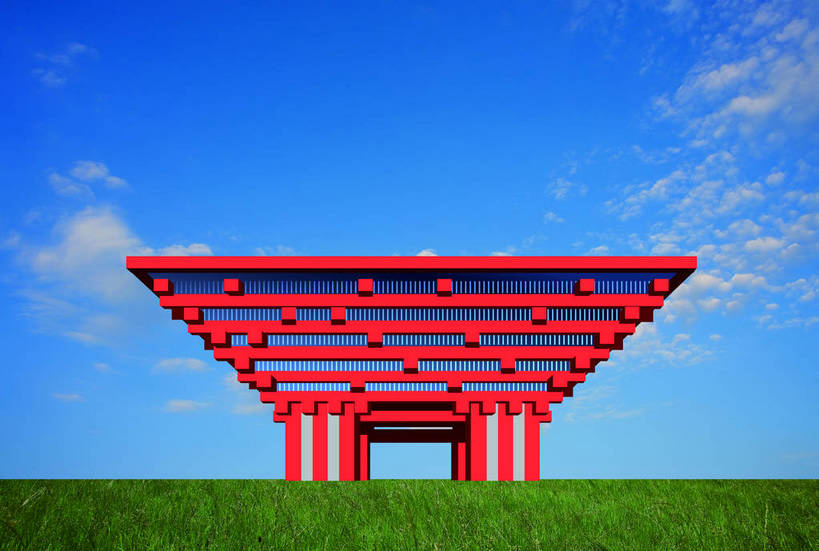 横图,彩色,室外,白天,旅游,度假,草地,草坪,名胜古迹,标志建筑,地标,建筑,上海,中国,亚洲,遗迹,图片,合成,古迹,文物,娱乐,建设,古建筑,现代建筑,白云,蓝天,天空,地标建筑,享受,休闲,上海世博馆,世博馆,上海世博会,世博,世博会,旅游胜地,放松,摄影,中国文化,特效,展览馆,中国馆,古文明,东亚,东方之冠,旅行,bj174