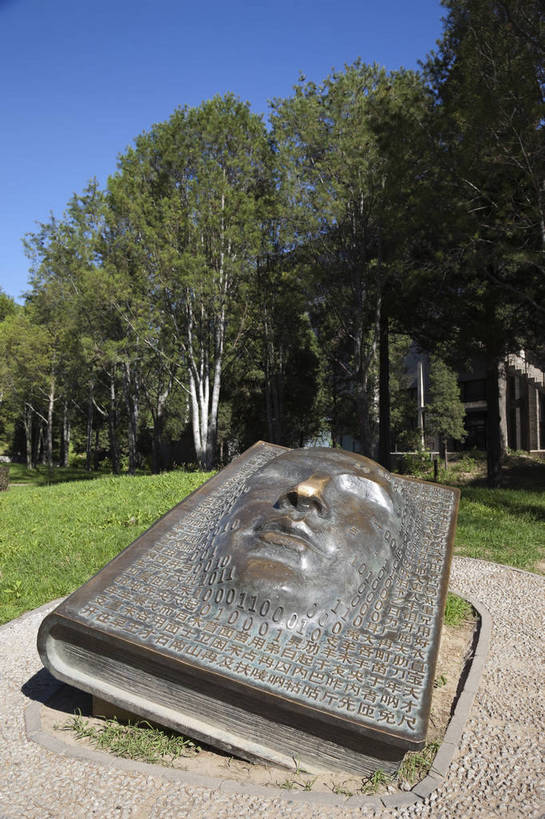 无人,竖图,室外,白天,旅游,度假,草坪,名胜古迹,树林,标志建筑,地标,建筑,雕塑,北京,中国,遗迹,浮雕,古迹,文物,娱乐,建设,古建筑,校园,享受,休闲,旅游胜地,放松,风光,中国文化,古文明,东亚,旅行,传统文化,清华大学,bj174