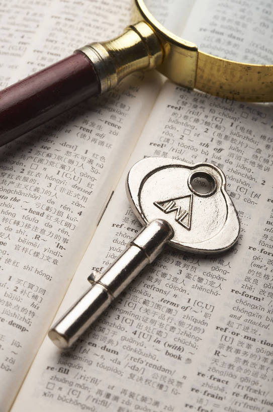 无人,竖图,棚拍,静物,书籍,玻璃,学习,金属,英文,放大镜,银色,钥匙,教育,文化,金色,知识,开启,中文,字典,bj174