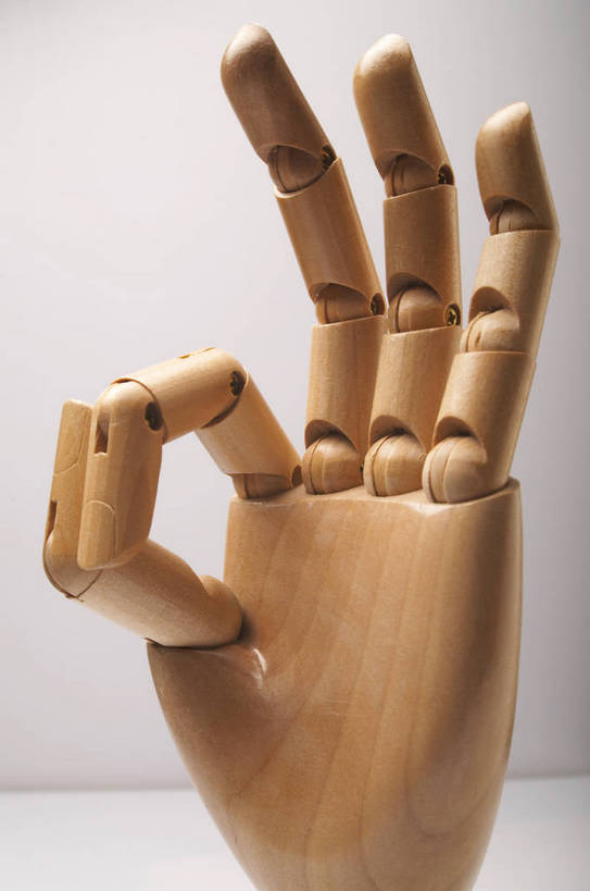 手,关节,无人,竖图,棚拍,白色背景,静物,伸展,弯曲,结构,木质,手势,向上,指向,灵活,生动,bj174