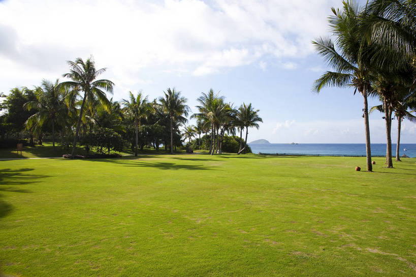 横图,彩色,室外,白天,旅游,度假,草地,草坪,沙滩,山,棕榈树,三亚,图片,海南,天空,自然,海水,休闲,旅游胜地,摄影,潮水,海,海滩,旅行,亚龙湾,bj174