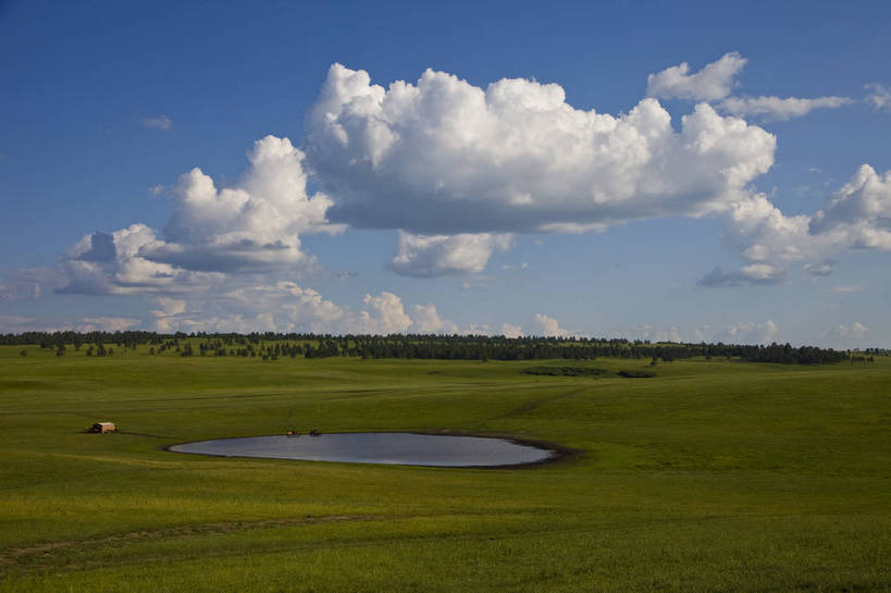 无人,横图,彩色,室外,白天,草地,草原,中国,亚洲,图片,水塘,树,白云,天空,自然,蒙,摄影,风光,原野,东亚,内蒙古,中华人民共和国,华北地区,内蒙古自治区,阿尔山,bj174