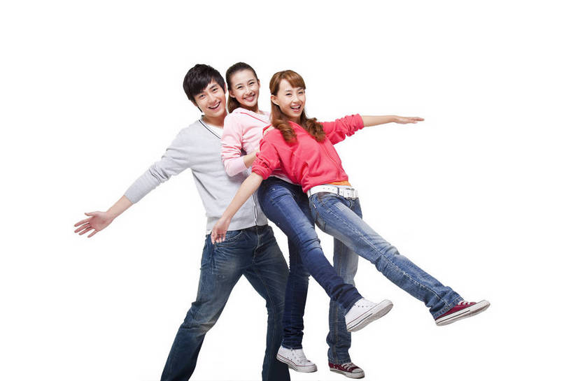 东方人,伙伴,站,笑,横图,彩色,室内,白天,正面,时尚,满意,自由,友谊,分享,合作,北京,中国,人物,图片,许多人,浪漫,美丽,休闲装,一群人,享受,休闲,活力,可爱,自信,踢腿,摄影,生活方式,青春,优雅,男人,男性,年轻男性,年轻女性,女人,女性,亚洲人,中国人,年轻人,举手,全身,影棚拍摄,愉快,bj174