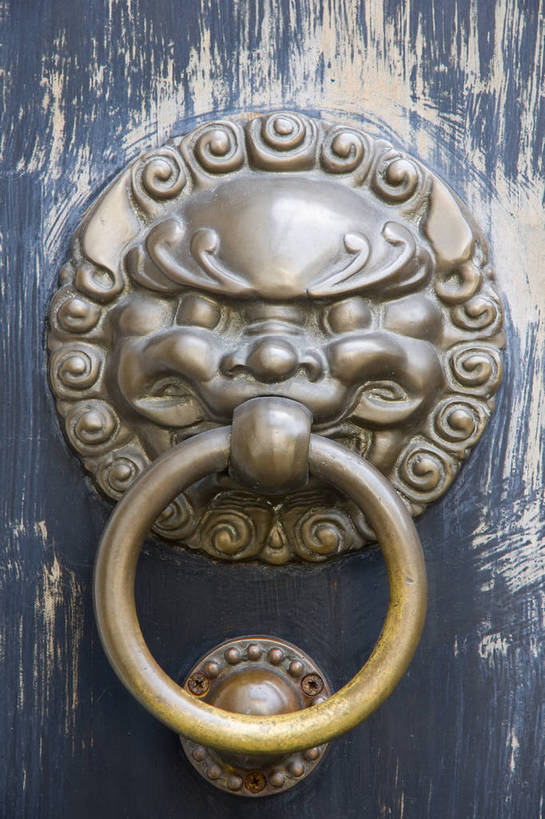 无人,摄影师,竖图,彩色,特写,白天,门,建筑,上海,中国,亚洲,局部,历史,门环,城隍庙,豫园,近景,古朴,摄像师,幽静,bj174