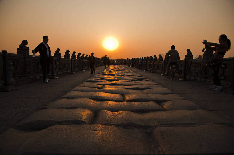 横图,彩色,室外,特写,白天,旅游,日落,建筑,北京,中国,游客,图片,古典,历史,石桥,历史建筑,黄昏,旅游胜地,摄影,文明,中国文化,旅行,卢沟桥,传统文化,bj174