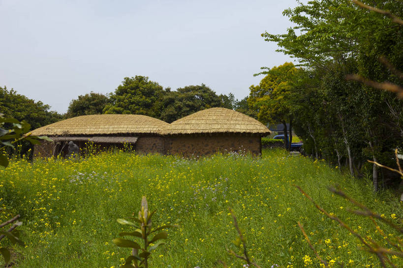 无人,横图,彩色,室外,白天,旅游,草地,田园,建筑,济州岛,韩国,亚洲,图片,民居,天空,村庄,旅游胜地,摄影,东亚,民族建筑,大韩民国,济州,济州道,济州特别自治道,特别自治道,西归浦,西归浦市,韩国文化,旅行,居住区,传统文化,南朝鲜,南韩,城邑民俗村,bj174