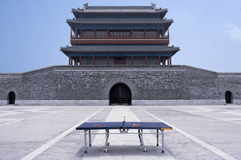 无人,公园,故宫,寺庙,横图,室外,白天,运动,桌子,北京,中国,亚洲,塔,乒乓球拍,乒乓球桌,训练,历史,传统,宝塔,红色,奥运,平衡,摄影,中国文化,东亚,乒乓球,彩图,bj175