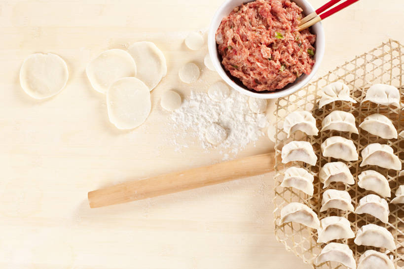 无人,横图,静物,春节,准备,擀面杖,食品,饺子,案板,主食,饮食,摄影,中国文化,彩图,牛肉末,小麦面粉,bj175