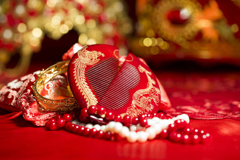 无人,横图,特写,留白,婚礼,快乐,幸福,运气,桌子,静物,项链,珠宝,北京,中国,亚洲,风俗,庆祝,装饰,龙,包,符号,一对,古典,结婚,浪漫,梳子,传统,桌布,红色,概念,喜庆,精神,财富,摄影,手镯,纪念,花烛,仪式,风格,中国文化,华贵,典礼,古典风格,东亚,式样,制度,心型,彩图,影棚拍摄,高兴,金子,传统文化,菲尼克斯市,嫁妆,bj175