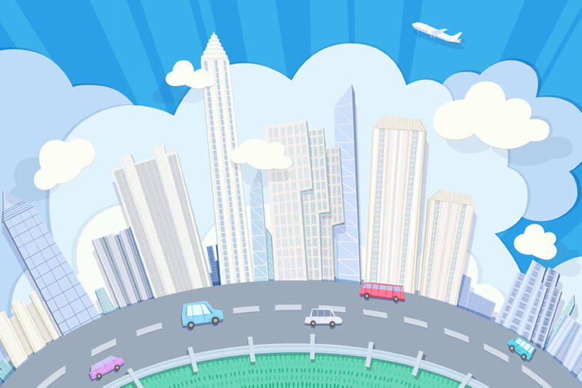 无人,横图,彩色,插画,商务,通讯,幸福,数码,科技,草地,飞机,建筑,路,摩天大楼,汽车,连接,阴影,网络,地球,云,巴士,公共交通,交通,高光,几何,计算机图形,联系,合成,图画,画,蓝色,天空,卡通,颜色,运输,五颜六色,环境,色彩斑斓,电脑合成图,数码合成图,便利,合成图,都市风光,清新,五彩缤纷,漫画,写实,具体,具象,五彩斑斓,五光十色,彩图,地球村,bj175