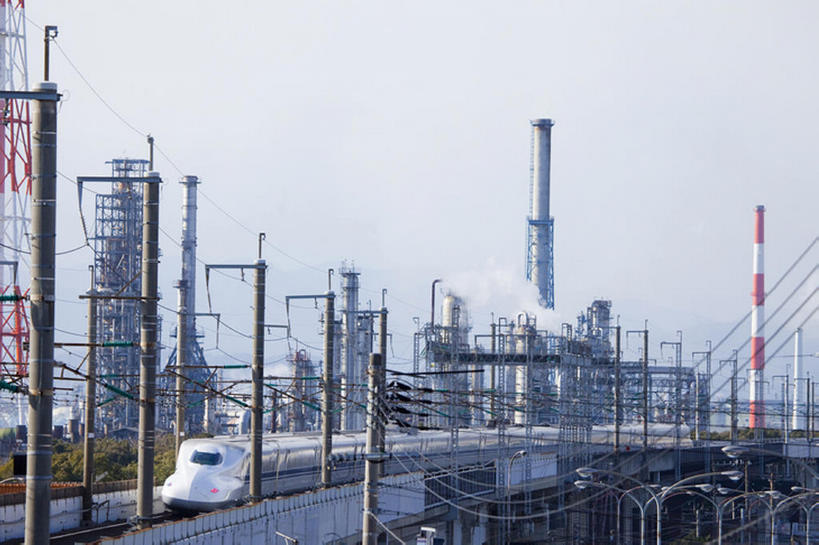 无人,横图,室外,白天,留白,商务,技术,丰富,现代,蓝色,天空,发电站,运输,摄影,能源,宁静,电力火车,替代能源,环境保护,万里无云,化石燃料,彩图,乙醇,bj175