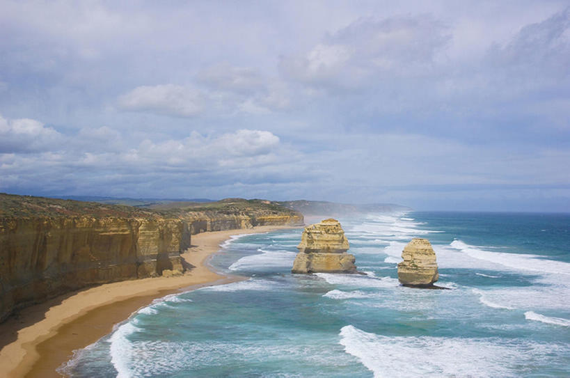 无人,横图,室外,旅游,度假,海洋,美景,澳大利亚,地形,海岸线,景观,云,宏伟,娱乐,风景,天空,自然,地标建筑,享受,休闲,景色,放松,美女,摄影,宁静,岩层,自然风光,大洋洲,海景,大洋路,十二使徒岩,海滩,岩石,彩图,旅行,bj175