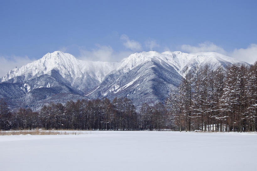 无人,横图,室外,白天,美景,山,雪,长野县,日本,覆盖,冰,地形,景观,山顶,冬天,树,白色,风景,天空,自然,景色,寒冷,摄影,宁静,自然风光,八岳山,彩图,bj175