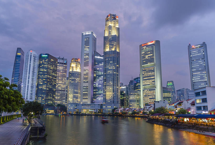 高楼大厦,横图,室外,夜晚,河流,夜景,新加坡,亚洲,地形,都市,风景,天空,建造,新加坡河,bj175