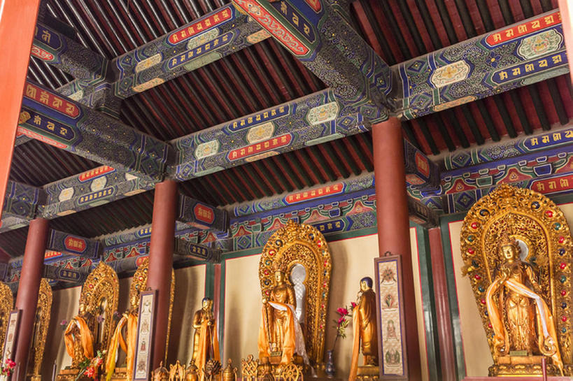 寺庙,横图,室内,白天,北京,中国,亚洲,佛像,金色,宗教,东亚,喇嘛,喇嘛教,雍和宫,bj175