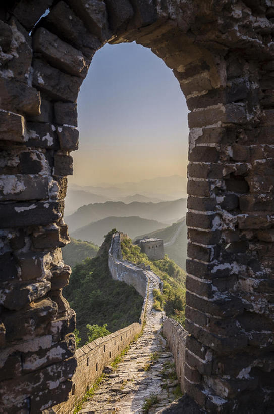 竖图,室外,白天,山,长城,中国,墙,地形,风景,天空,东亚,河北省,金山岭,bj175