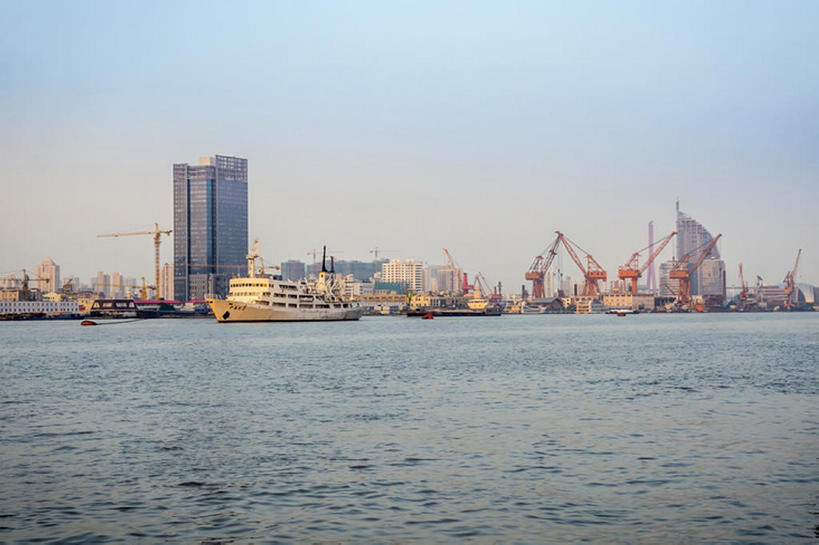 横图,室外,白天,河流,船,上海,中国,亚洲,地形,黄浦江,风景,天空,建造,东亚,仙鹤,bj175