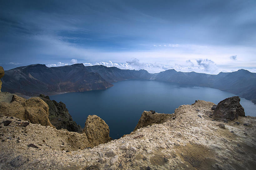 无人,横图,室外,白天,湖,山,长白山,中国,蓝色,风景,天空,自然,宁静,东亚,天池,吉林省,bj175