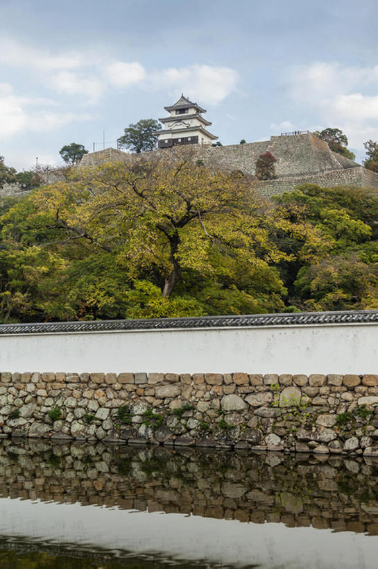 竖图,室外,白天,日本,城堡,石墙,风景,护城河,香川县,bj175