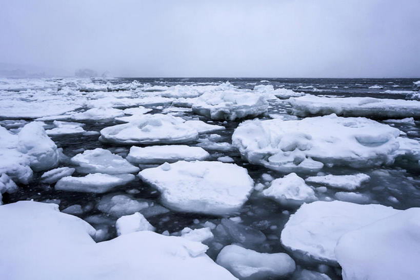 横图,室外,白天,海洋,雪,北海道,日本,冬天,风景,天空,知床半岛,bj175