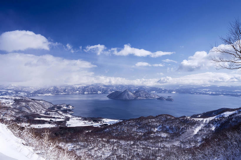 横图,室外,白天,湖,雪,北海道,云,冬天,风景,天空,bj175