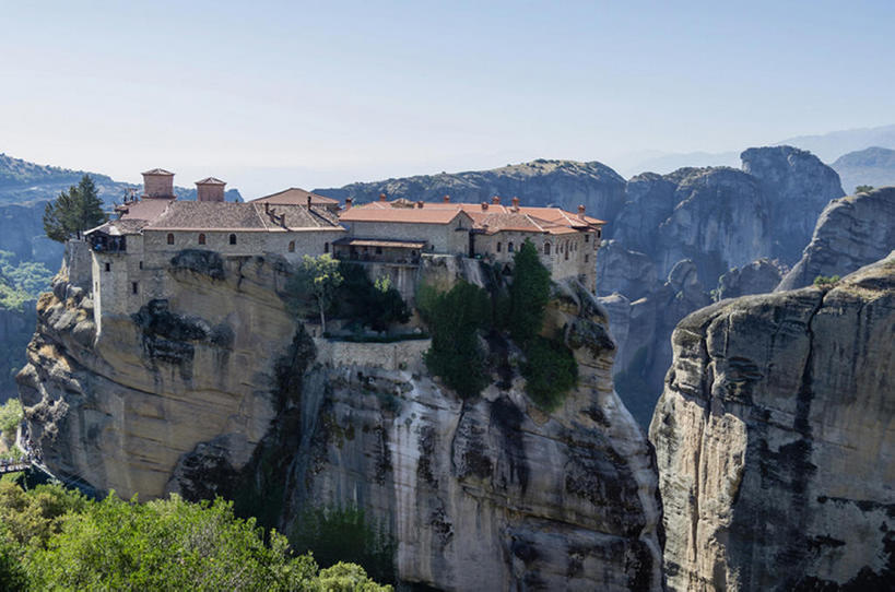 横图,室外,白天,希腊,欧洲,风景,修道院,岩石,bj175