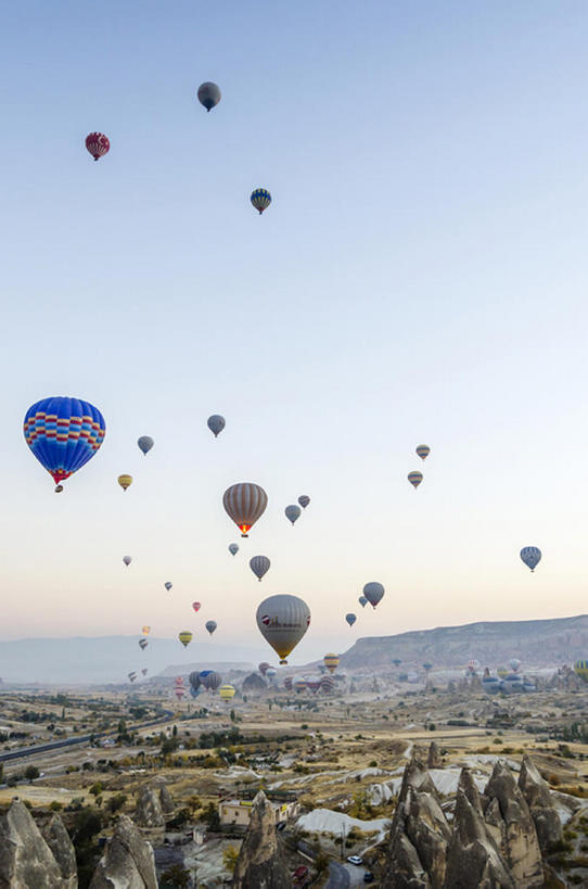 竖图,室外,土耳其,地形,风景,天空,气球,卡帕多奇亚,岩石,bj175