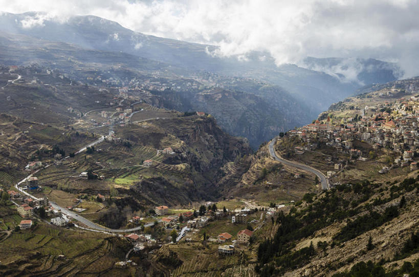 横图,室外,白天,黎巴嫩,云,山谷,风景,建造,中东,bj175