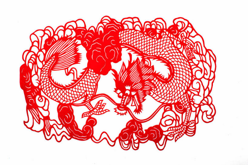 无人,横图,白色背景,运气,成功,静物,中国,春节,神话,艺术,装饰,龙,符号,纸,红色,纸制品,剪纸,摄影,复杂,高贵,中国文化,图腾,手艺,传说,东亚,漏窗,花墙头,花墙洞,漏花窗,祥瑞,灵兽,权势,尊荣,式样,幸运,彩图,影棚拍摄,花窗,传统文化,象征主义,bj175